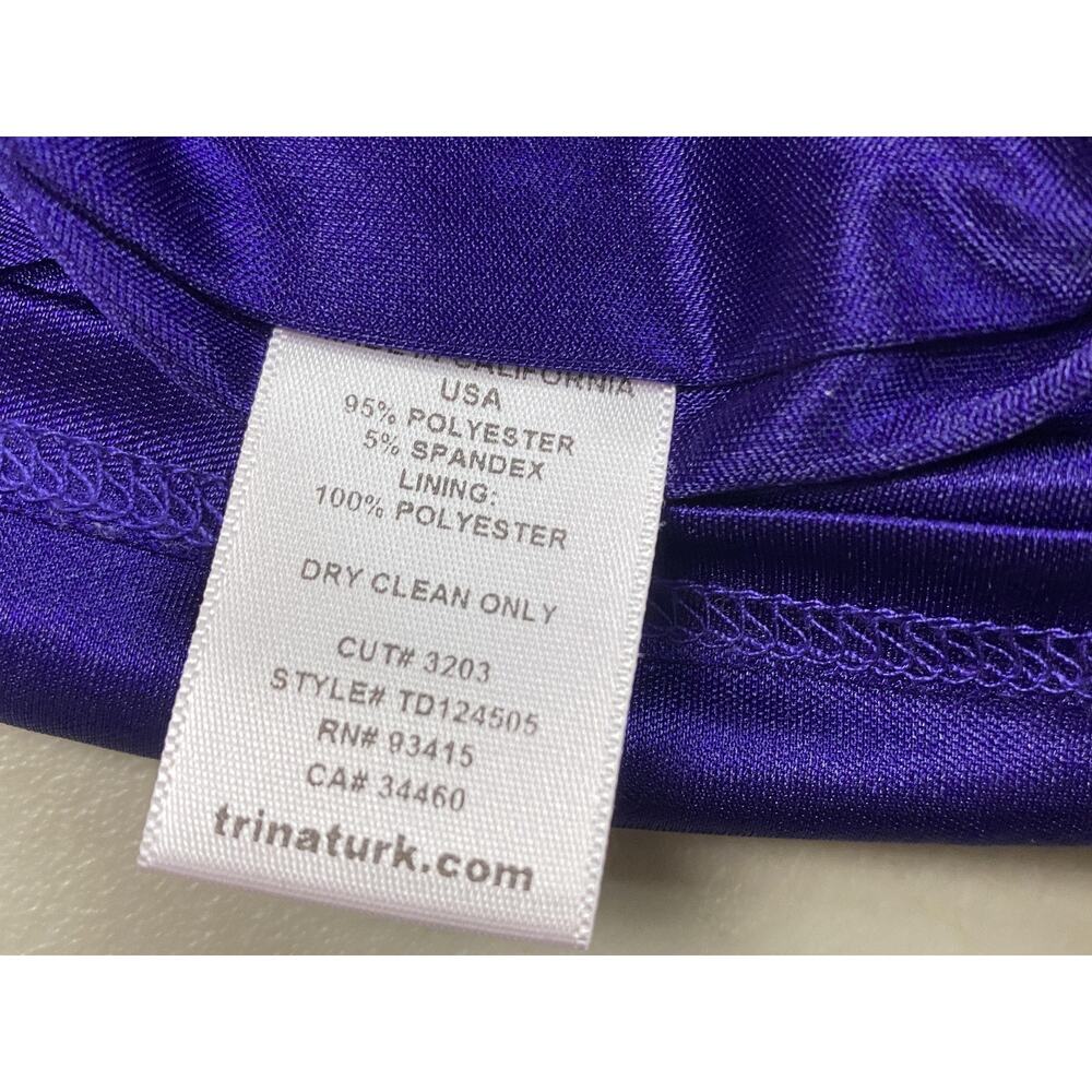 Trina Turk Dress Womens 6 Purple Black One Shoulder Cocktail Party Sheath Glam - Picture 12 of 13